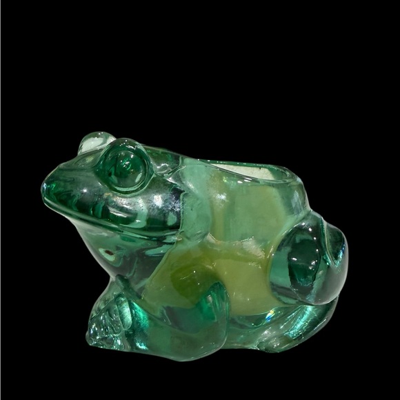 Vintage Indiana Glass Spanish Green Frog Votive Candle Holder Heavy - Picture 2 of 7